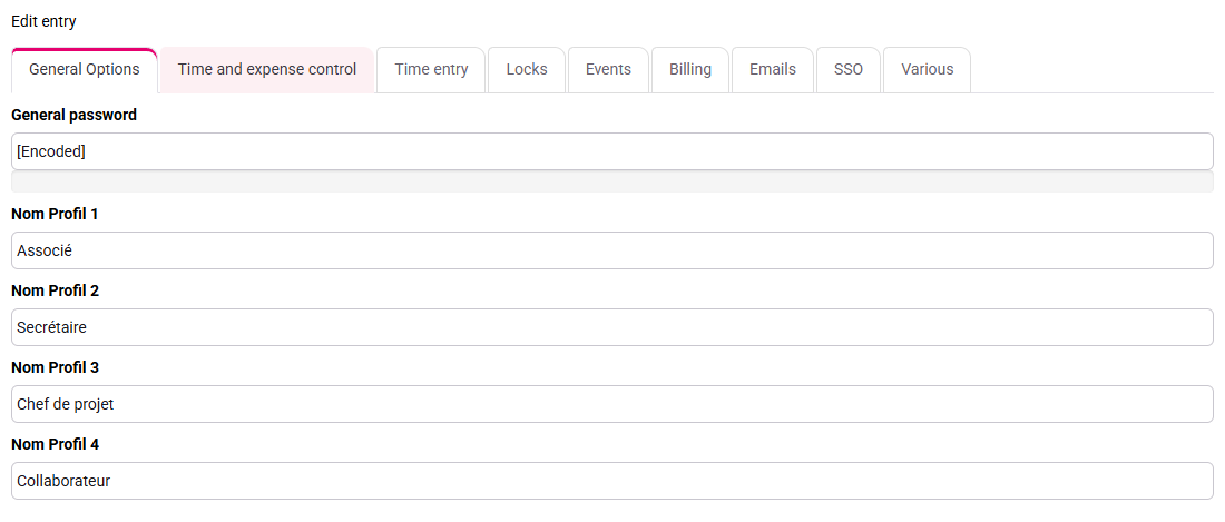 Tempolia screenshot: general options and profiles