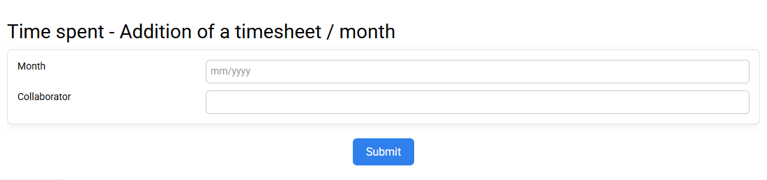 Tempolia screenshot: monthly timesheet