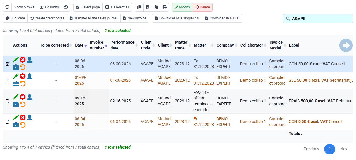 Tempolia screenshot: invoices awaiting validation