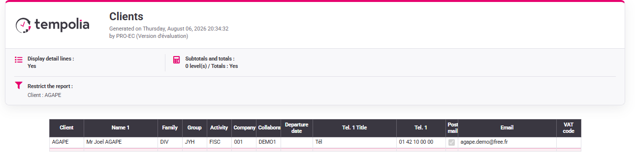 Build the report with an explicit scope, columns and filters.
