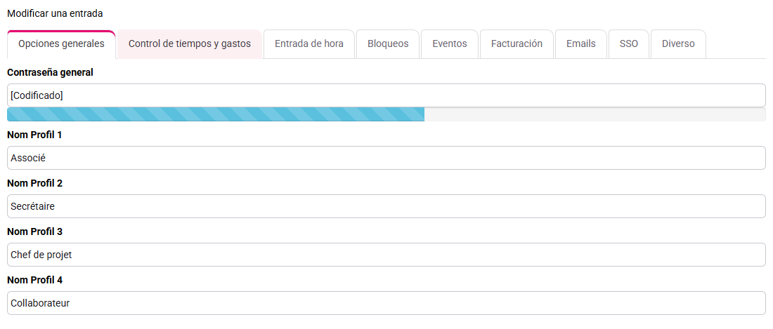Captura de Tempolia: opciones generales y perfiles