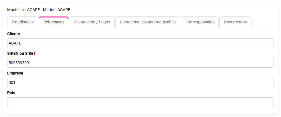 Captura de Tempolia: identificación del cliente