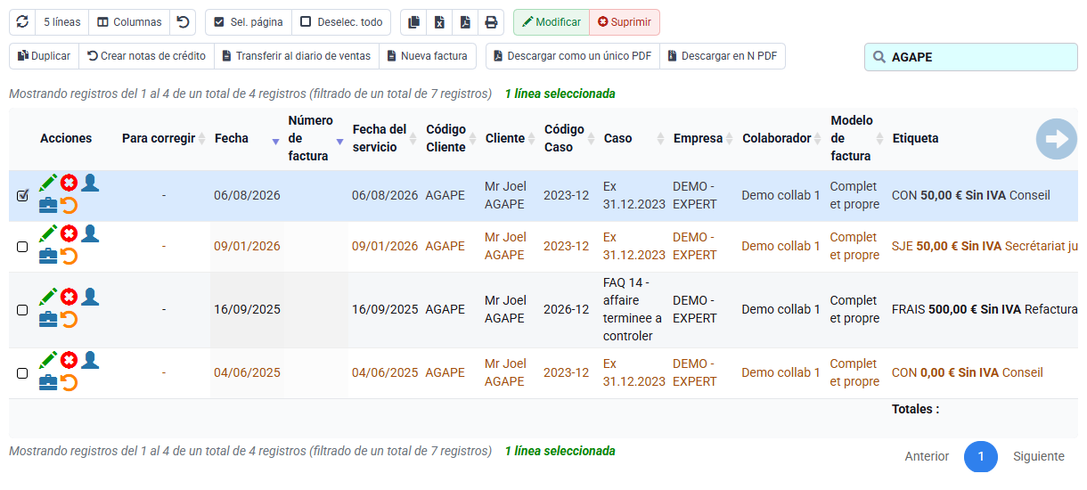 Captura de Tempolia: facturas pendientes de validar