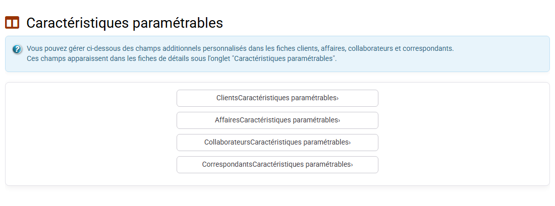 Les caractéristiques paramétrables de Tempolia