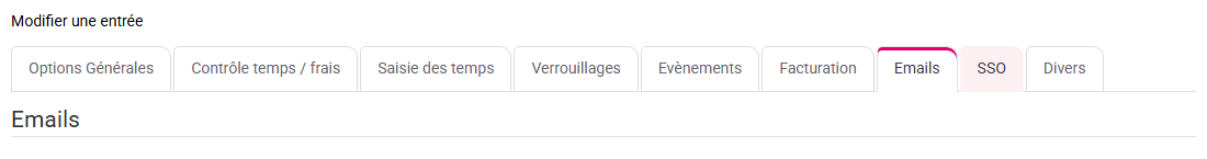 Options e-mail et SMTP Tempolia