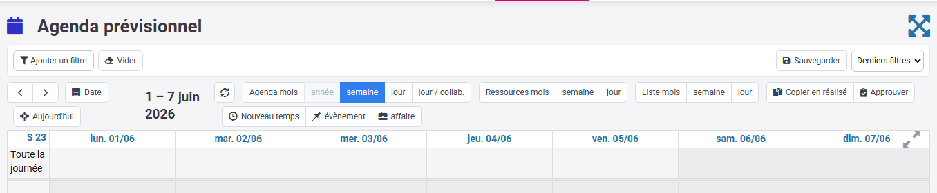 Agenda prévisionnel des échéances