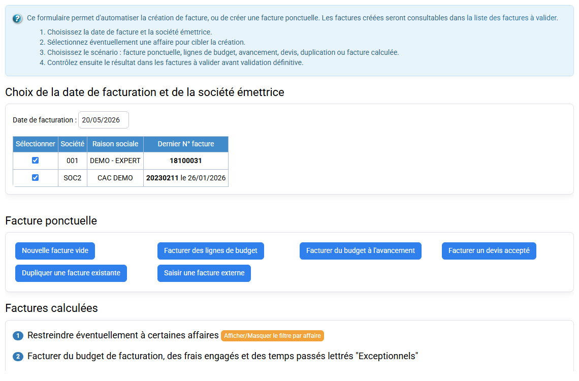 Préparation des factures d’abonnement