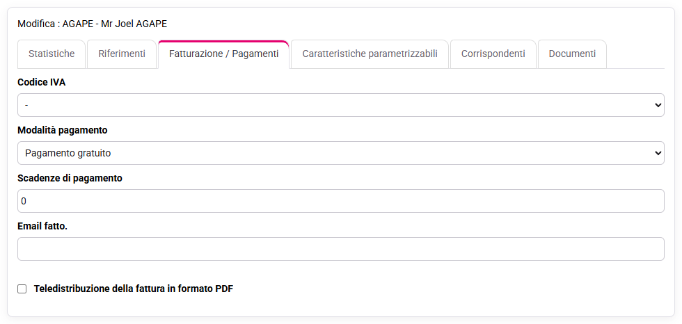 Schermata Tempolia: fatturazione cliente