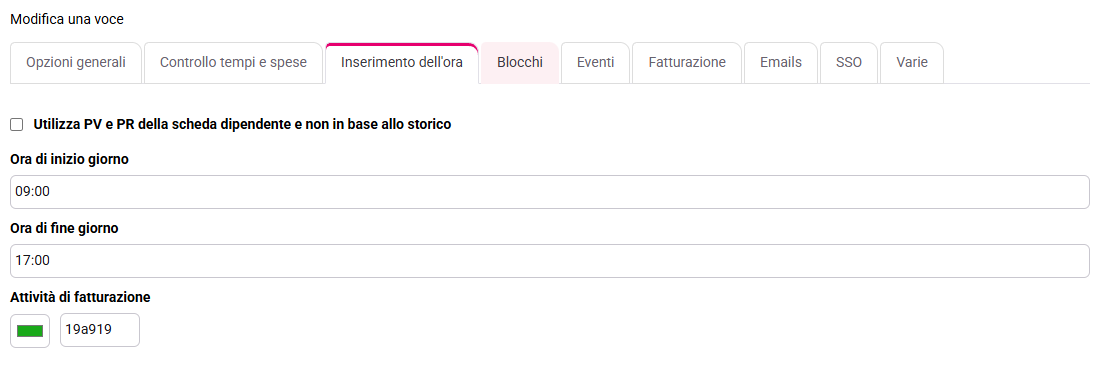Opzioni Tempolia per i controlli sui tempi