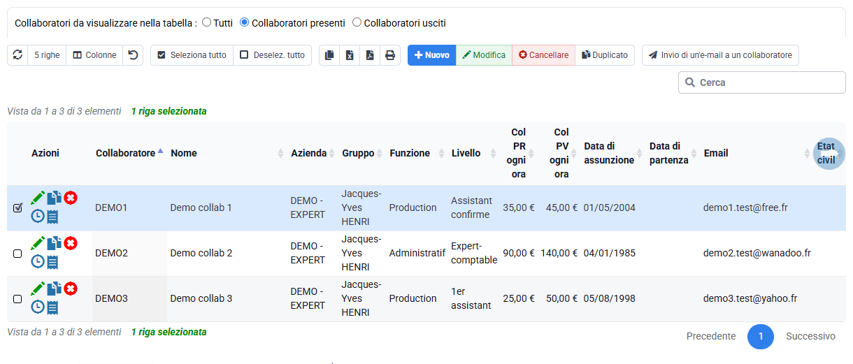 Ritrova il collaboratore scelto e controlla la data di uscita prima di preparare le riassegnazioni.